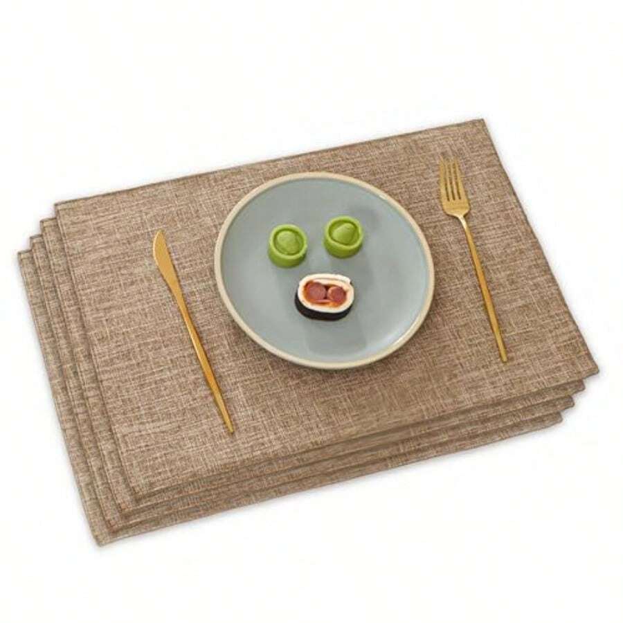 MUNSKT Cotton Place Mats 4 Pcs Place Mats For Table Natural Linen Washable Table Mat Heat Resistant Placemats For Kitchen Restaurant - Flax - View 1