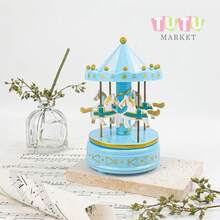 Caja De MúSica CláSica Accionada A Mano, Regalo De CumpleañOs Creativo Y RomáNtico Para Parejas, Elegante DecoracióN De Escritorio, Caja De MúSica De Carrusel Giratorio A Cuerda, Ornamento Musical Con TemáTica De Caballos Blanco-Rosa-Rojo-Azul, Caja De MúSica Decorativa Para DecoracióN De PasteleríA Y Ocasiones De Regalo, Caja De MúSica Giratoria - azul - Ver 7