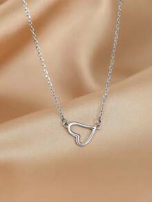 1pc S925 Sterling Silver Romantic Hollow Heart Necklace, Minimalist Fresh Elegant Heart Pendant Necklace, Versatile For Daily Wear, Thoughtful Gift - Multicolor - View 2