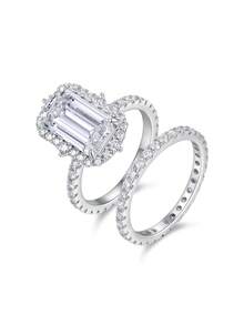925 Sterling Silver Moissanite Ring For Women, Hypoallergenic High-End Engagement/Wedding Ring, Valentine's Day/Birthday Gift, Oxidation-Resistant Gift Box Packaging - Silver - View 7