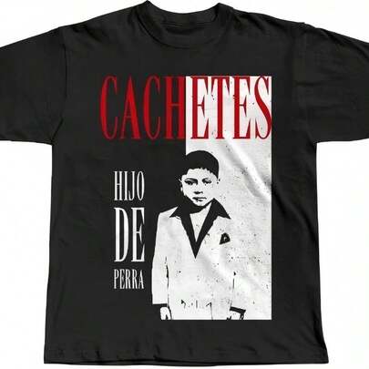 Playera "Cachetes Hijo de Perra" - Camiseta Masculina  - Estampado en Cachetes, Cuello Redondo Manga Corta, Ideal para Fans, Uso Diario en México