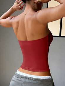 Áo lót hai dây Ocita dành cho nữ, màu trơn, có đệm mút, gợi cảm, thích hợp cho tập gym, yoga, pilates, thể dục, chạy bộ. - Màu Đỏ Sâu - Xem 2