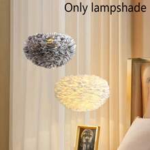 手工波西米亚羽毛灯罩 - 高品质羽毛，无需用电，现代简约设计，适用于卧室、婚礼和家居装饰，艺术灯罩，浪漫卧室装饰，独特照明，卧室装饰灯罩 - 羽毛燈罩 - 查看 6