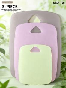 3件套塑料砧板套装，加厚砧板，适用于肉类、蔬菜、水果，带易握手柄，可放入洗碗机清洗（多种颜色） - 彩色 - 查看 9