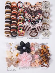 438 szt./zestaw wielokolorowych spinek do włosów z sztucznymi perłami i kwiatami dla dziewczynek, urocze spinki do włosów w stylu księżniczki, spinki do włosów z aligatora, elastyczne gumki do włosów, nieuszkadzające, odpowiednie do codziennego użytku i do szkoły - Wielokolorowe - Zobacz 8