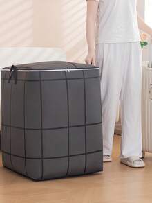 1pc Foldable Large Capacity Storage Bag, Suitable For Clothes, Household Items, Multi-Functional, Can Be Used As Clothing, Quilt, Dust Bag, Also Suitable For Dorms, With Reinforced Handle, Suitable For Moving, Back To School, Home, Essential Bedroom Item - Grey - View 12