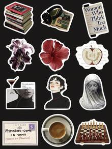 50pcs Art Museum Artist Theme Stickers, Black & White Artistic Stickers For Notebook, Laptop, Phone, Guitar, Skateboard, Creative Graffiti - A - View 1