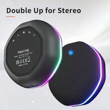 Bocina Impermeable para Ducha, Sonido Potente de 12W con Bajos Profundos, Compacta e Inalámbrica, con Luz, Emparejamiento Estéreo, Ideal para Playa, Piscina, Camping y Picnic - Negro - Ver 5