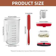 34oz Large Capacity Glass Fermentation Jar With Lid And Tracker, Suitable For Homemade Sourdough, Bread Dough Preparation And Cooking Fermentation - Red - View 2