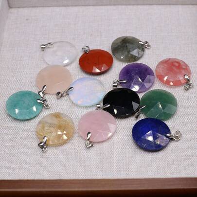 1 pieza Colgante de piedra natural de ágata de cristal facetada de 25x25mm para hacer joyas DIY para mujeres y hombres, accesorios de artesanía para collares