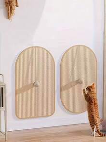 1pc Sisal Cat Scratching Board - Durable, Sofa- Scratching Pad With Cat Toy & Mat, Sisal Anti-Scratch Pad For Sofa Protection, Wear-Resistant Cat Claw, Multi-Functional Scratching Board Wall Sticker Toy - Oval-shaped Large Sisal Cat Scratching Board 58*36cm - View 5