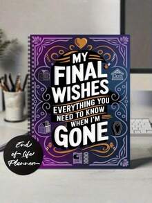 我的遗愿：我离世后您需要知道的一切——螺旋装订的预先规划和遗嘱汇编手册，耐用纸张，紫金色封面——葬礼安排、继承人规划、成人遗产管理手册、近期逝世指南、临终关怀规划、励志日记、长期记事本、长期记录、纪念文件、成人规划 - 方形 - 查看 7