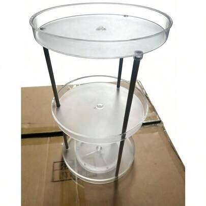 "1-Piece Clear PET 3-Tier Rotating Storage Rack | Sleek Transparent Round Multi-Layer Organizer | Space-Saving Countertop Shelf For Kitchen/Bathroom/Home Organization (Daily Use & Holiday Decor Display)"