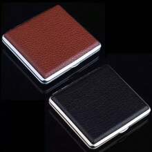 1pc 20-Slot Ultra Thin Portable Men's Leather & Metal Cigarette Case, Crush-Proof & Moisture-Proof - Multicolor - View 5