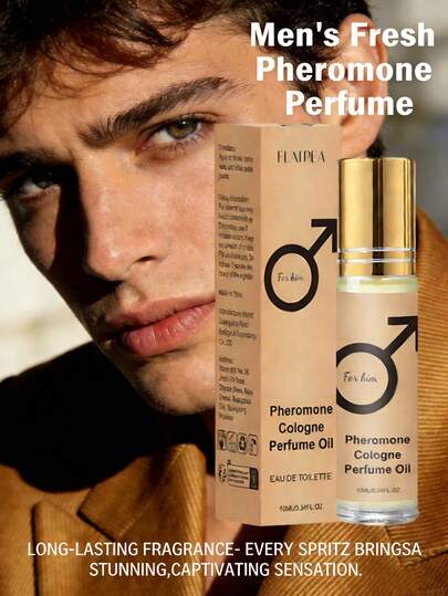 10毫升/0.34液盎司男士清新花香信息素香水油 - 滚珠设计，小巧便携，持久留香，适合日常/派对/约会/旅行，是送给他的完美礼物