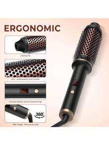 UKLISS Multifunctional Electric Curling Brush - Ceramic Heating Styling Brush Dual PTC Technology | Suitable For All Hair Types 220-240V | Perfect Holiday Gift For Women, Moms, Girlfriends - Black - View 3