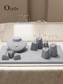 Oirlv 1 PC High-End Jewelry Display Fixtures Ring, Earring, And Necklace Display Cabinets Jewelry Display Stands - Grey - View 4