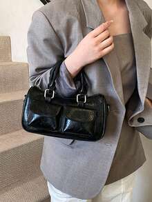 Fashionable Casual Minimalist Lightweight Shoulder Bag - Black - View 4