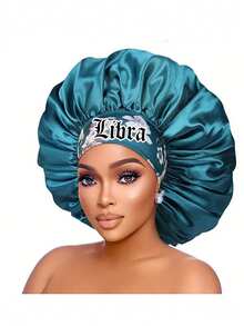 1 /2PCS Hair Basic Satin Bonnet 12 Constellations Personalization Printed Satin Wide-Brimmed Elastic Sleep Cap Hat Satin Hair Cap(Random Printing Pattern) - Green Sm12 - View 33