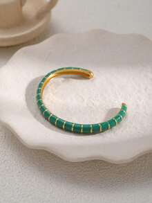 1 chiếc vòng tay nữ bằng thép không gỉ, mạ vàng, kiểu dáng tối giản hình tre, tráng men nhiều màu sắc, thích hợp cho các buổi hẹn hò, tiệc tùng và công sở. - vòng đeo tay - Xem 5