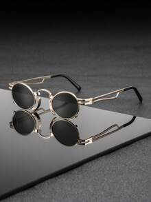 一副男士金属椭圆形眼镜，独特、百搭、时尚休闲，适合日常通勤和驾驶。 - 彩色 - 查看 12