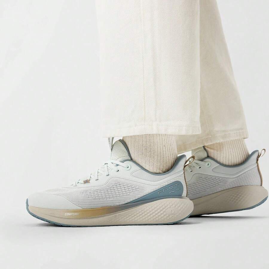 LI-NING SOFT GO 3 Men's Casual Sneakers, Reflective Soft Comfort Walking Shoes AGLW001 - Creamy Gray/Still Gray - View 1