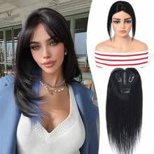 10英寸真发假发片，适合头发稀疏的女性，无刘海，适合头顶区域 - 彩色 - 查看 11