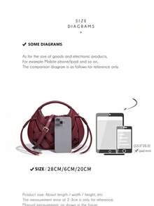 Nueva bolsa de mano con decoración hueca en forma de nido de pájaros para primavera/verano, bolso de hombro cruzado de alta calidad y nicho para mujer - Burdeos - Ver 5