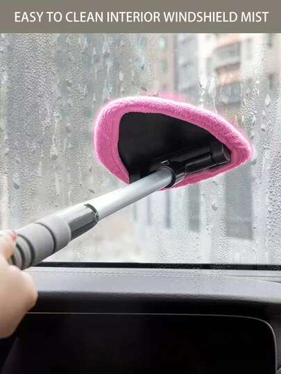 Windshield Cleaner - Microfiber Car Window Cleaning Tool With Extendable Handle Cloth Pad Head Auto Interior Exterior Glass Wiper Car Glass Cleaner Kit