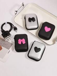 6 piezas Funda protectora de cable de datos con diseño de corazón lindo y lazo, bolsa organizadora de cables, caja de almacenamiento de accesorios digitales, bolsa con cremallera anti caída, compatible con cargador rápido de 20W, regalo para mujeres - Multicolor - Ver 5