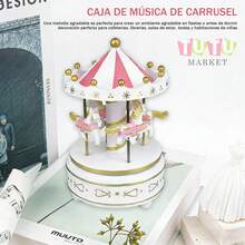Caja De MúSica CláSica Accionada A Mano, Regalo De CumpleañOs Creativo Y RomáNtico Para Parejas, Elegante DecoracióN De Escritorio, Caja De MúSica De Carrusel Giratorio A Cuerda, Ornamento Musical Con TemáTica De Caballos Blanco-Rosa-Rojo-Azul, Caja De MúSica Decorativa Para DecoracióN De PasteleríA Y Ocasiones De Regalo, Caja De MúSica Giratoria - Blanco - Ver 5
