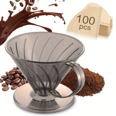 Plastic Coffee Machine Set With Filter Paper, Single Cup Coffee Drip Filter, Manual Slow Cooking Accessories, Easy To Operate And Clean, Suitable For Travel, Camping, Office, Home, Coffee Shops, Coffee Gifts