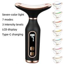 GANLAIX 1 pièce Appareil de beauté à lumière rouge et bleue, masseur facial portable pour le visage & le cou, outil de beauté rechargeable USB 500mAh avec chaleur & vibration, contrôle facile, cadeau de Noël et du Nouvel An - Multicolore - Voir 10
