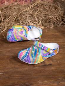 可调节宽松平底凉鞋，适合花园、休闲、旅行、海滩等场合，包头设计 - 彩色 - 查看 3