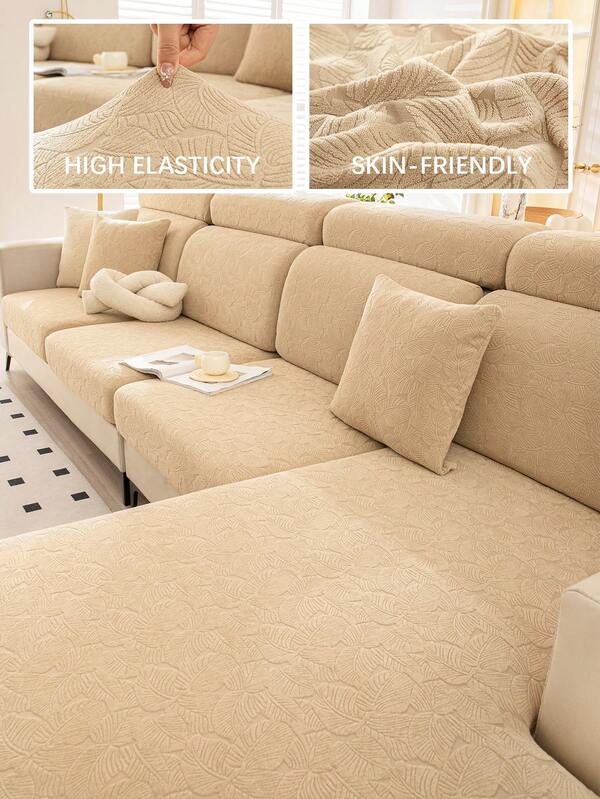 1 pieza Funda de cojín de asiento de sofá de unicolor de jacquard elástico, Funda de sofá en forma de L, Funda de respaldo de sofá separada, Protector de muebles, Funda de cojín de sofá elástica, Resistente a la suciedad y antideslizante, Fácil de quitar y lavar, Adecuada para todas las estaciones, Ideal para la decoración de la sala de estar