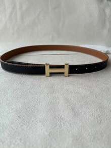 1.4 Cm Wide New Women's Belt With Korean Simple Design And Gold "H" Shaped Cross Buckle - Multicolor - View 11