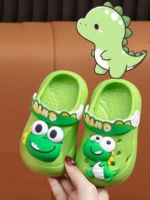 儿童卡通恐龙拖鞋夏季新款男女童透气软底婴儿趾拖鞋沙滩凉鞋 - 綠色 - 查看 6