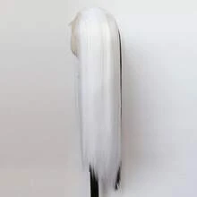 ZigZag Hair 13x4蕾丝前假发，半黑半金合成直长发假发，自然发际线，耐热合成纤维女士时尚假发 - 彩色 - 查看 4