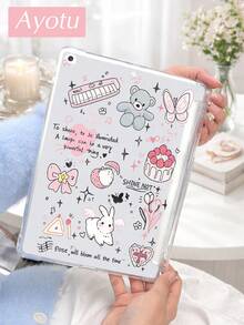 Ayotu 1pc Cartoon Cat & Rabbit Transparent Soft Silicone Full Body Protective Case For IPad 11th Gen/IPad 10/IPad 9/IPad Air 7th 11-Inch/IPad Air 5th/Kindle Paperwhite 11th/Kobo Libra Colour/Kindle 6-Inch - Multicolor - View 4