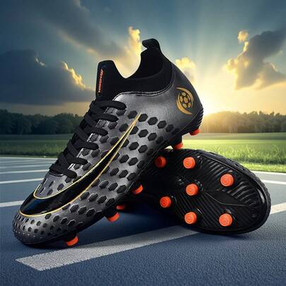 1 Pair Football/Soccer Shoes, Low-Top Outdoor Soft Ground Cleats, Lace-Up, Anti-Slip, AG/FG Spikes, Lightweight High-Performance Design, Professional Soccer Boots