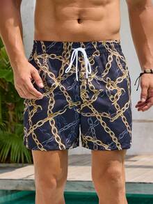 男士速干休闲宽松百慕大短裤 - 寶藍色 - 查看 1