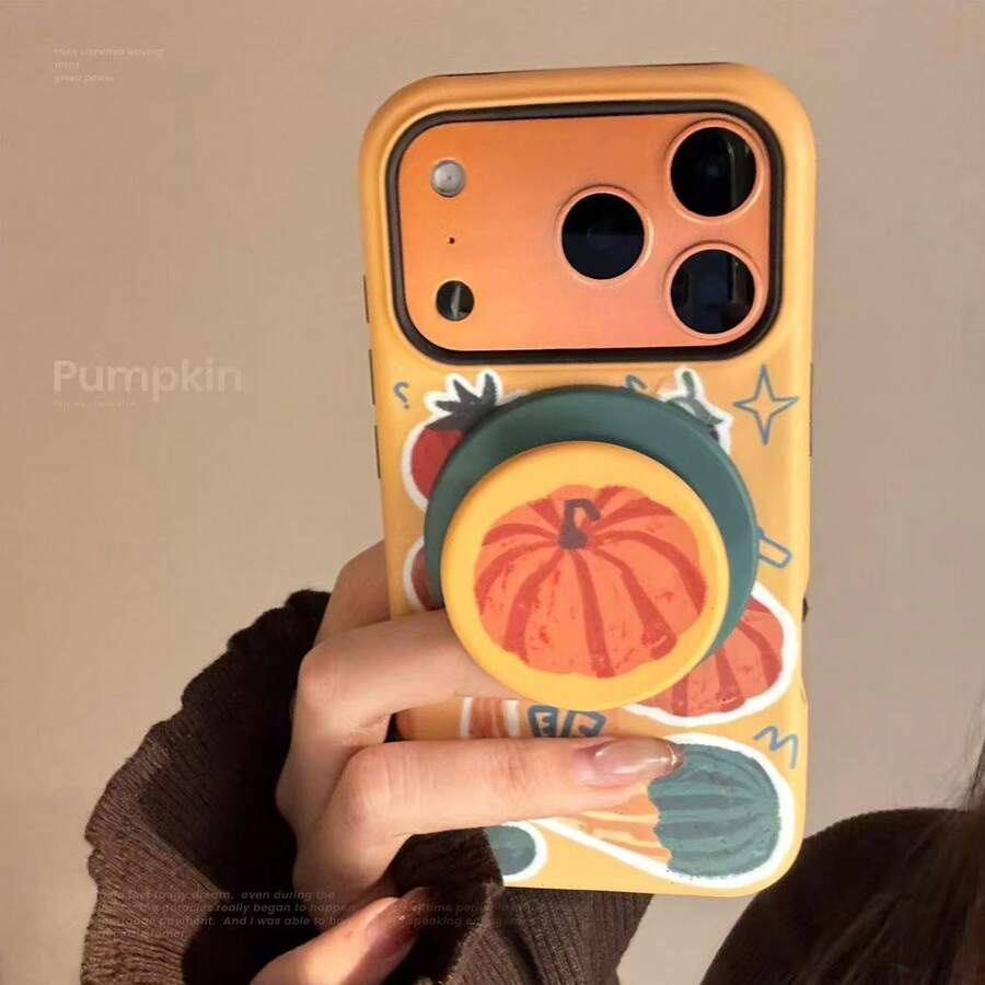 Pumpkin Magnetic Phone Holder, Multifunctional Folding Air Cushion Stand, Phone Case Accessory - Multicolor - View 1