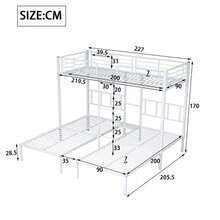 [30544849SAA] Letto a castello triplo con scaletta per bambini e ragazzi, letto in ferro con sponda di  e tavolo, nero 90x200cm*3 - Bianco - Visualizzare 5