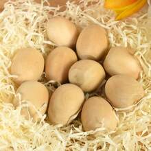 3/6 szt. dużych drewnianych jajek wielkanocnych premium do rękodzieła, nieobrobione drewniane sztuczne jajka do malowania i dekoracji, bez piór, bez prądu, artykuły rzemieślnicze bez baterii - one-size - Zobacz 1