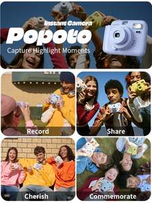 Popoto Instant Camera, Compatible With Mini 11/12 Film, Includes 10 Rolls Of Mini Instant Film, 5 Selectable Modes For Various Scenes, 30 Seconds Development Time, Central Viewfinder, Ideal Christmas Gift (Batteries Not Included) - Camera + Film + Leather Bag - View 6