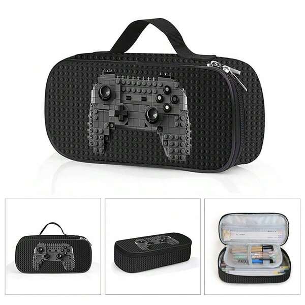 Estuche de lápices con compartimentos y estampado unisex, puede contener lápices, llaves, teléfonos, monedas, artículos pequeños, adecuado para la escuela, el hogar, regalos, vacaciones, festivales (vuelta al colegio, Navidad)