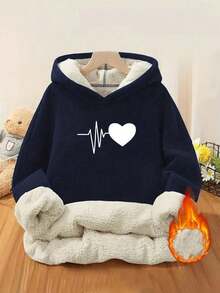 Hoodie Afelpada Azul Marino"Heartbeat Navy Cozy" para Mujer - Azul Marino - Ver 1