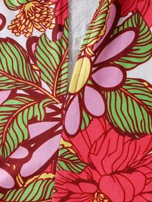 两件套女童热带印花露背吊带背心和中长鱼尾裙，适合海滩和度假穿着 - 彩色 - 查看 4