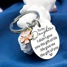 Best Mom Keychain Gift For Daughter, Birthday, Christmas, Women Keyring, Mom Slogan, Casual, Party, Cute, Elegant Stainless Steel Mother's Day Car Decor, Bag Accessory, School, Gothic Y2K Style - Flower - View 4