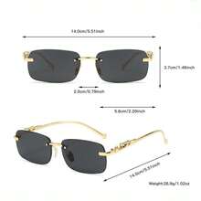 1pc Women's Fashion Elegant High-End Street Style Fashion Glasses - Gold - View 4